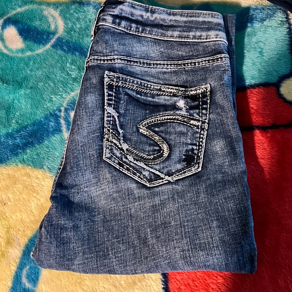 Silver Jeans Women's Dark Blue Skinny Jeans with Embroidered Back Pocket